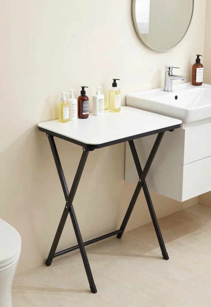 15 Mobile Home Bathroom Ideas For Small Spaces - 12. Incorporate a Folding Table 1