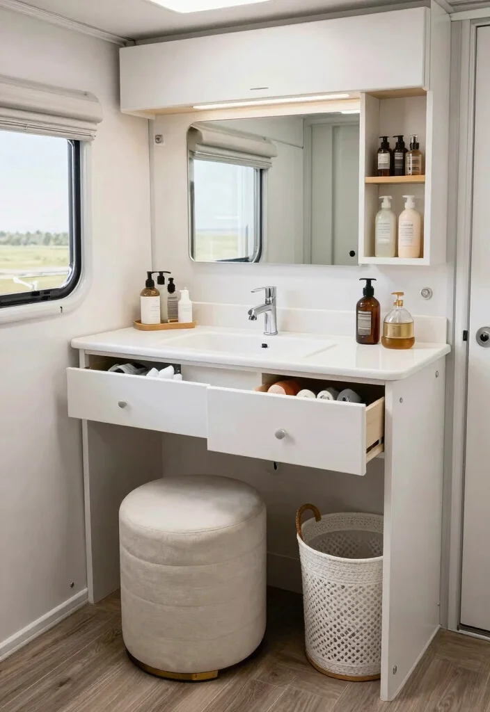 15 Mobile Home Bathroom Ideas For Small Spaces - 8. Use Multi-Functional Furniture 1