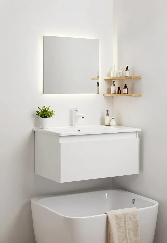 15 Small Bathroom Ideas With A Bathtub That Actually Work - 1. Floating Vanity with Bathtub Combo 1