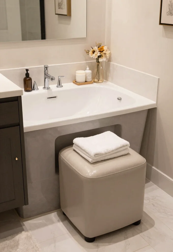 15 Small Bathroom Ideas With A Bathtub That Actually Work - 11. Multifunctional Bathtub Furniture 1