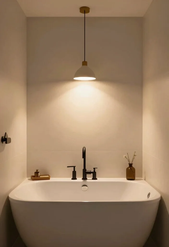 15 Small Bathroom Ideas With A Bathtub That Actually Work - 9. Creative Lighting Above the Bathtub 1