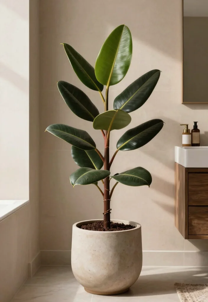 15 Small Bathroom Plant Ideas That Thrive In Humidity - 13. Rubber Plant: The Bold Beauty 1
