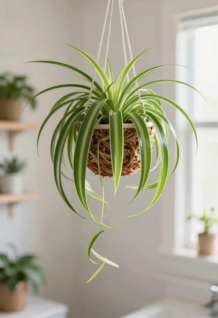 15 Small Bathroom Plant Ideas That Thrive In Humidity - 7. Spider Plant: The Versatile Suspender 1