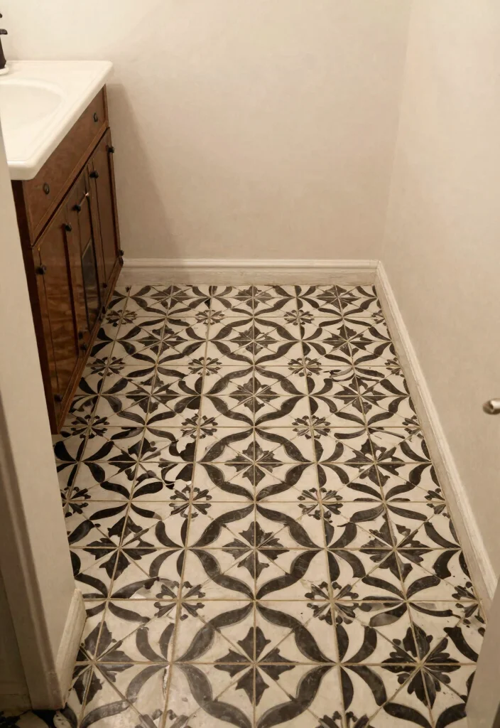 15 Small Tile Bathroom Ideas With Big Impact - 13. Patterned Floor Tiles 1