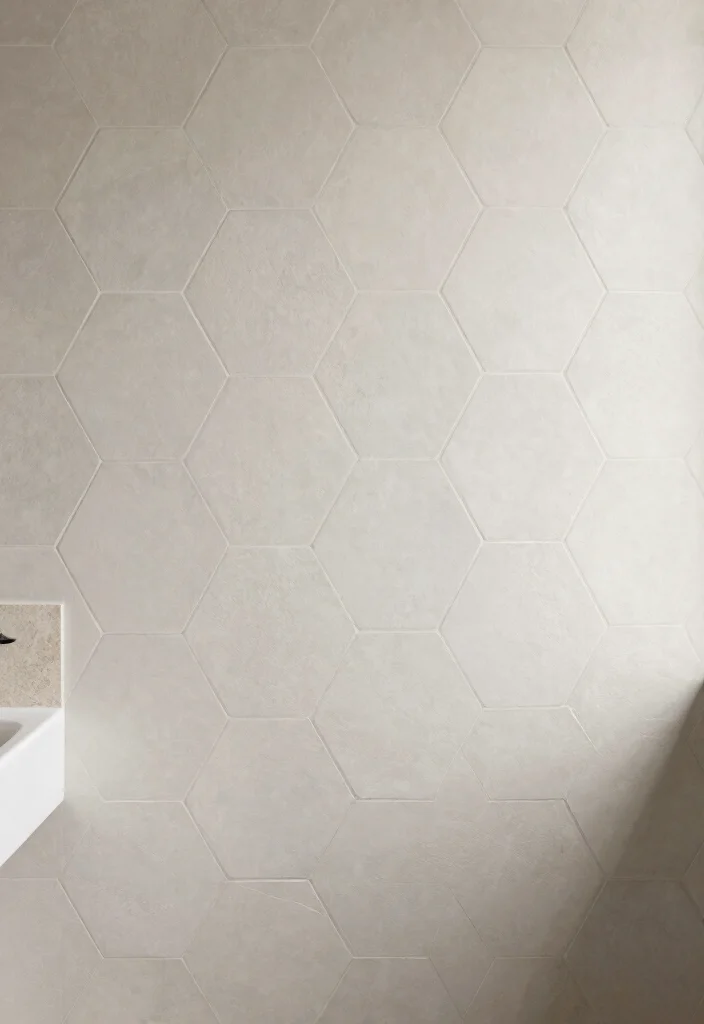 16 Hexagon Tile Bathroom Ideas With Modern Geometry - 7. Subtle Texture and Patterns 1