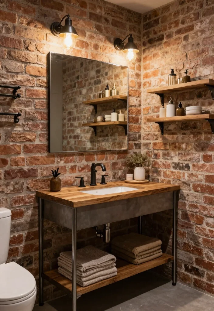 16 Joanna Gaines Bathroom Ideas With Farmhouse Soul - 14. Rustic Industrial Mix 1