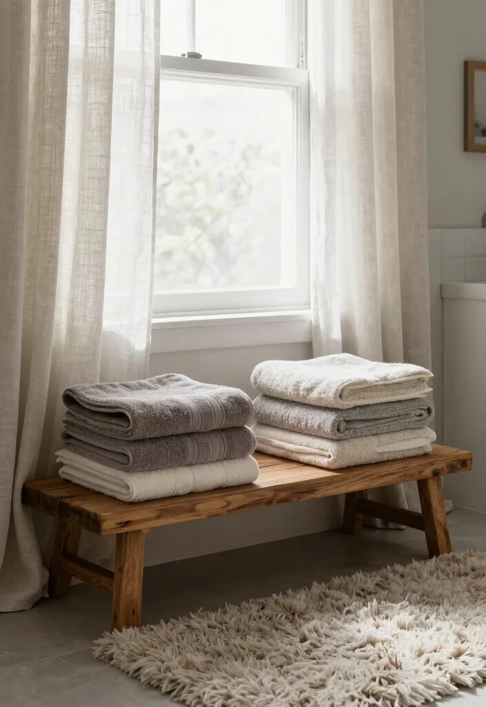 16 Joanna Gaines Bathroom Ideas With Farmhouse Soul - 8. Cozy Textiles and Accessories 1