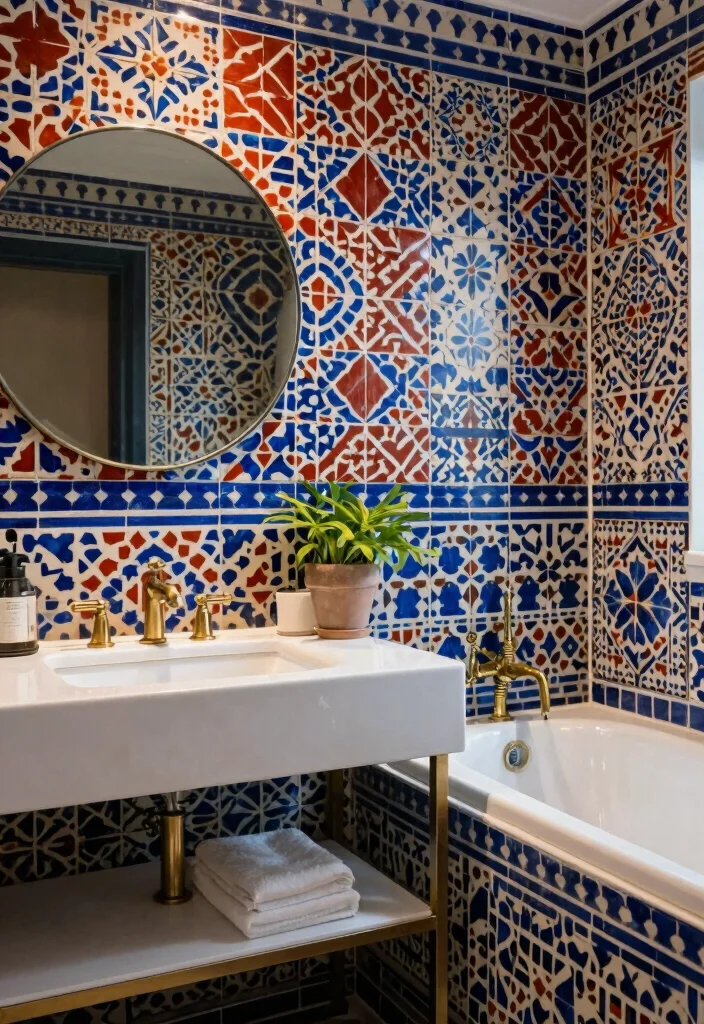 16 Painted Tile Bathroom Ideas Before And After Inspiration - 1. Charming Moroccan Tiles 1