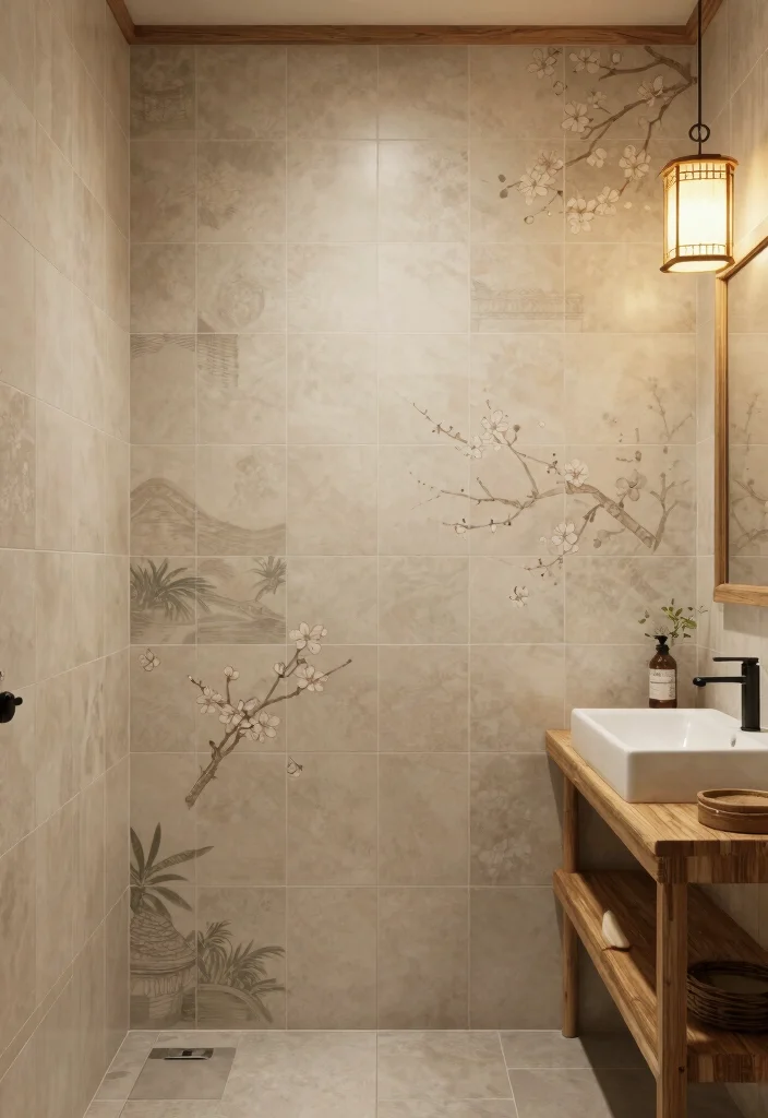 16 Painted Tile Bathroom Ideas Before And After Inspiration - 11. Exotic Asian Influences 1