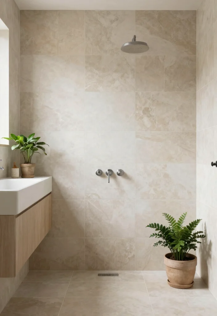 16 Painted Tile Bathroom Ideas Before And After Inspiration - 13. Soft Neutrals and Textures 1