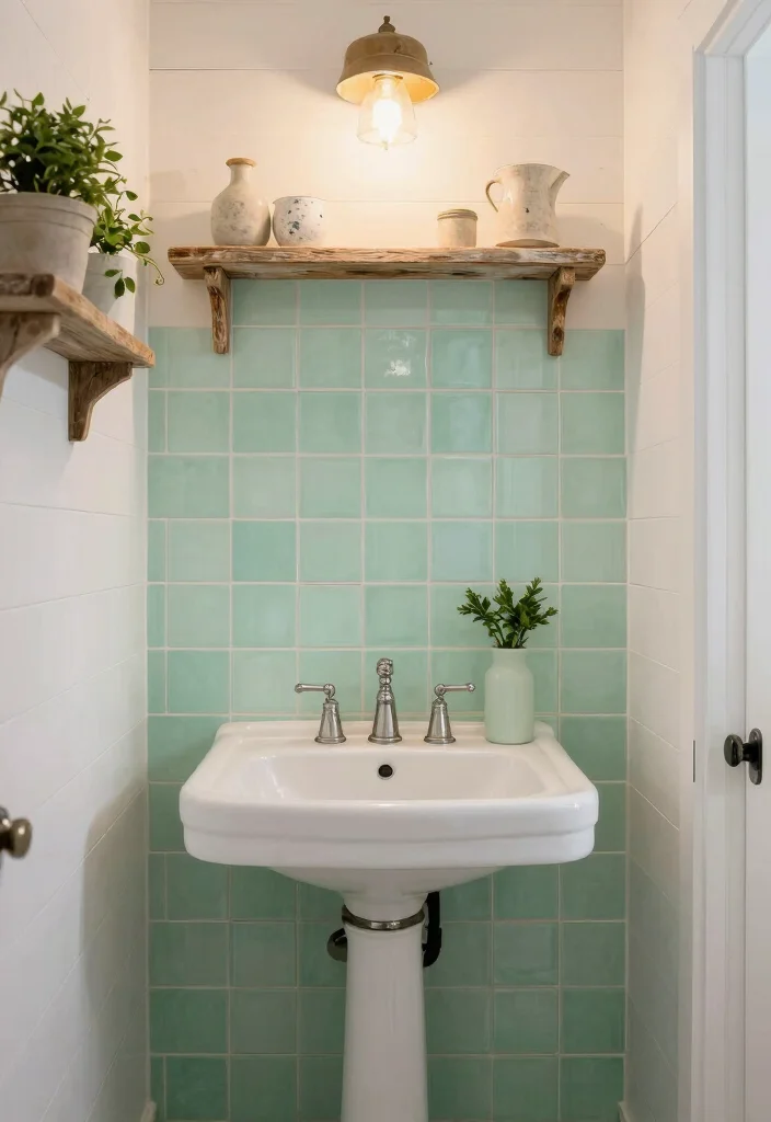16 Painted Tile Bathroom Ideas Before And After Inspiration - 2. Rustic Farmhouse Vibes 1