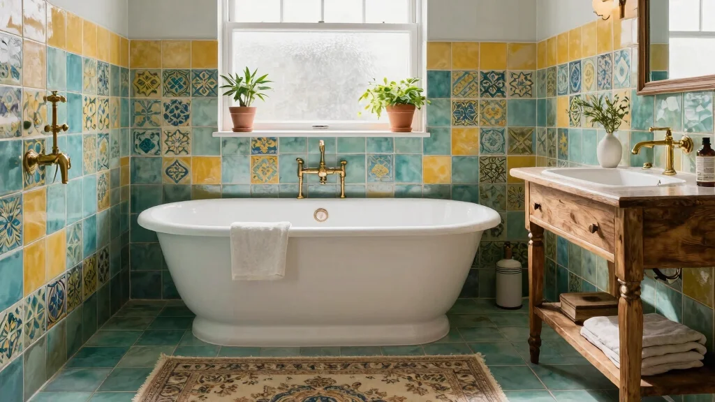 16 Painted Tile Bathroom Ideas Before And After Inspiration