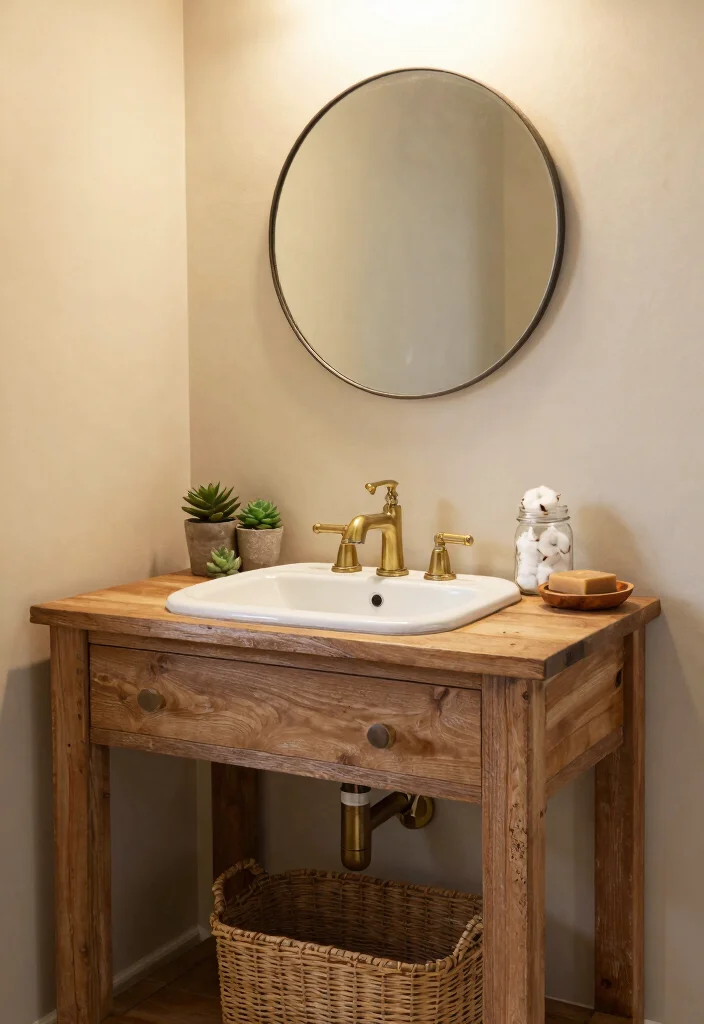 16 Rustic Bathroom Decor Ideas With Natural Warmth - 1. Barn Wood Vanity 1