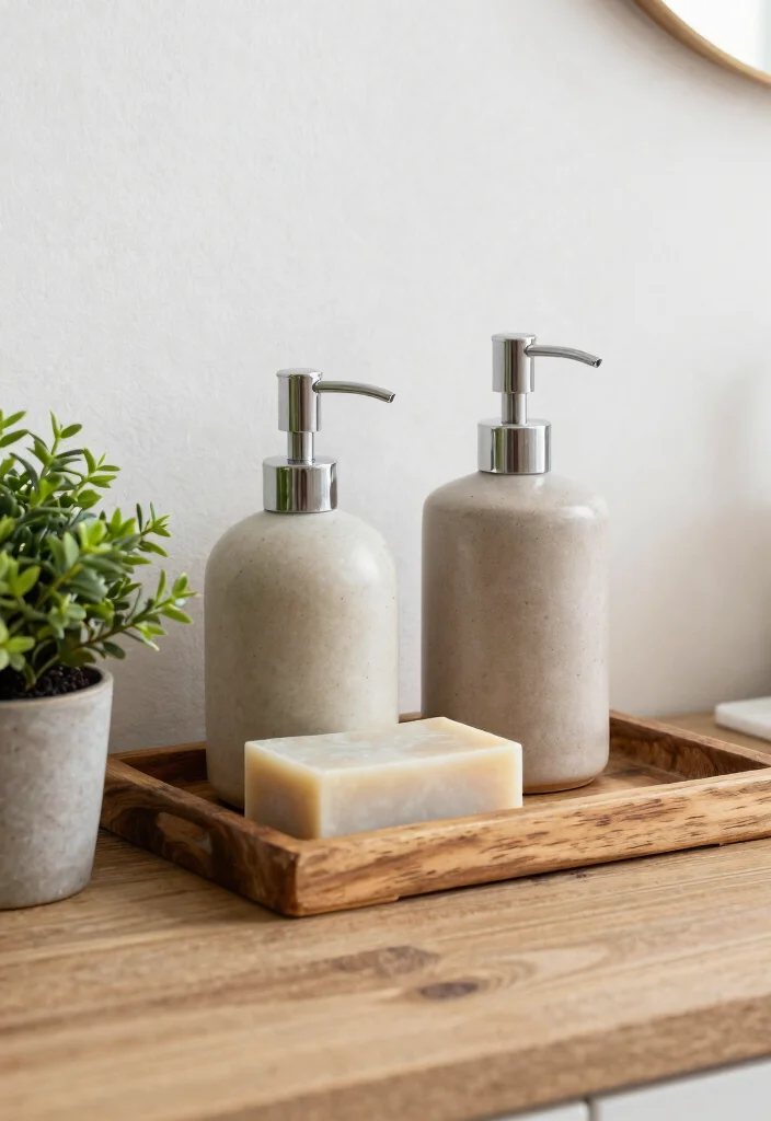 16 Rustic Bathroom Decor Ideas With Natural Warmth - 13. Soap and Lotion Dispensers 1