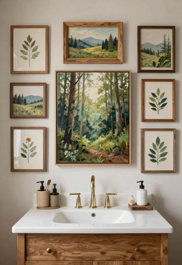 16 Rustic Bathroom Decor Ideas With Natural Warmth - 8. Rustic Artwork 1
