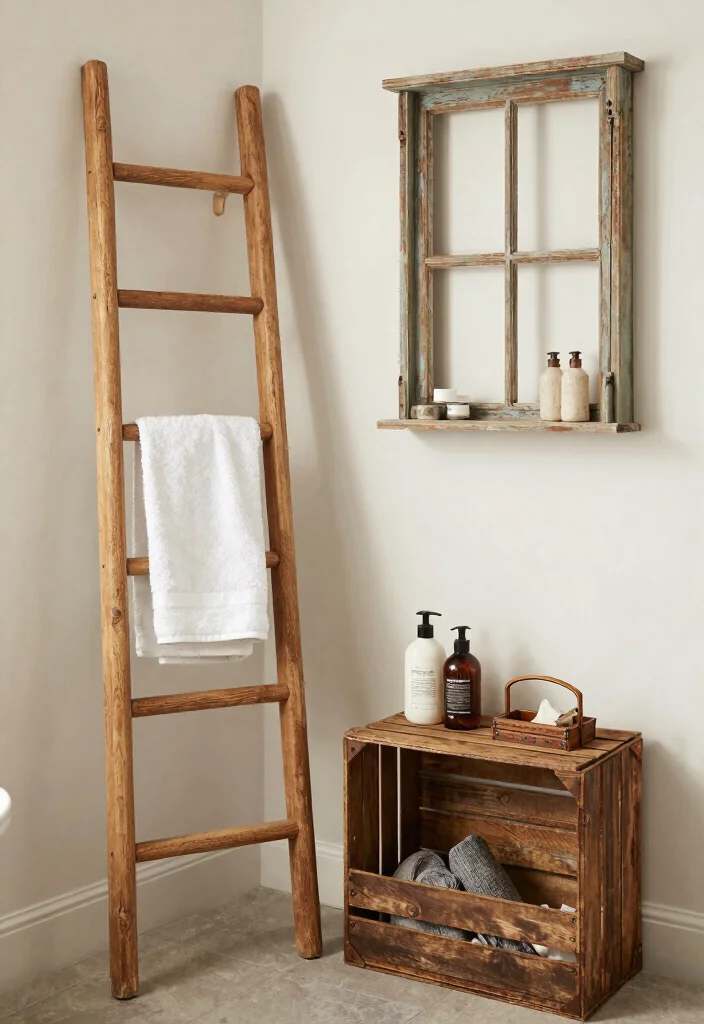 16 Rustic Bathroom Decor Ideas With Natural Warmth - 9. Upcycled Decor 1