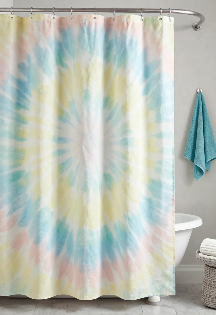 16 Shower Curtain Bathroom Decor Ideas That Refresh The Space - 10. Eco-Friendly Tie-Dye 1