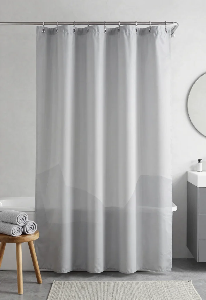 16 Shower Curtain Bathroom Decor Ideas That Refresh The Space - 2. Minimalist Geometric Designs 1
