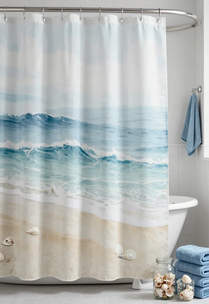 16 Shower Curtain Bathroom Decor Ideas That Refresh The Space - 3. Ocean-Inspired Designs 1