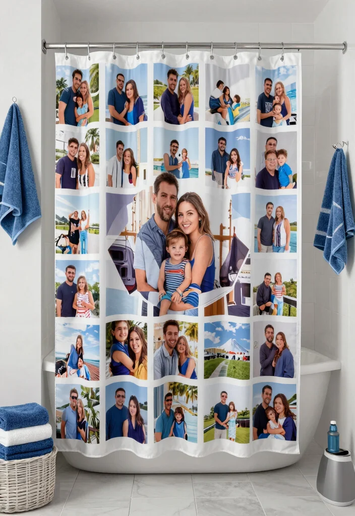 16 Shower Curtain Bathroom Decor Ideas That Refresh The Space - 8. Customized Photo Curtains 1