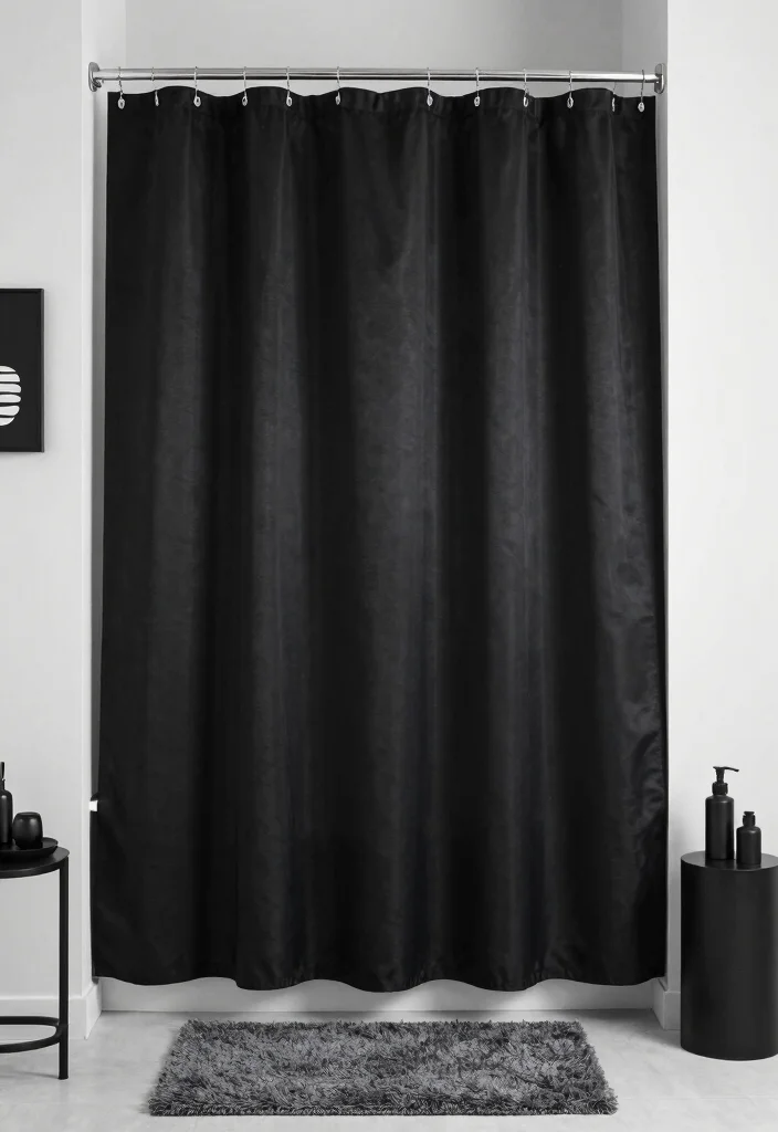16 Shower Curtain Bathroom Decor Ideas That Refresh The Space - 9. Monochrome Magic 1