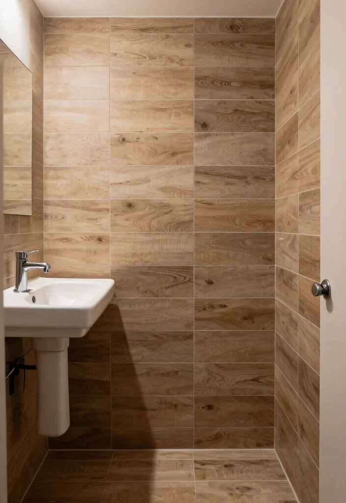 16 Small Bathroom Tile Floor Ideas That Elevate Tiny Spaces - 12. Wood-Look Tiles 1