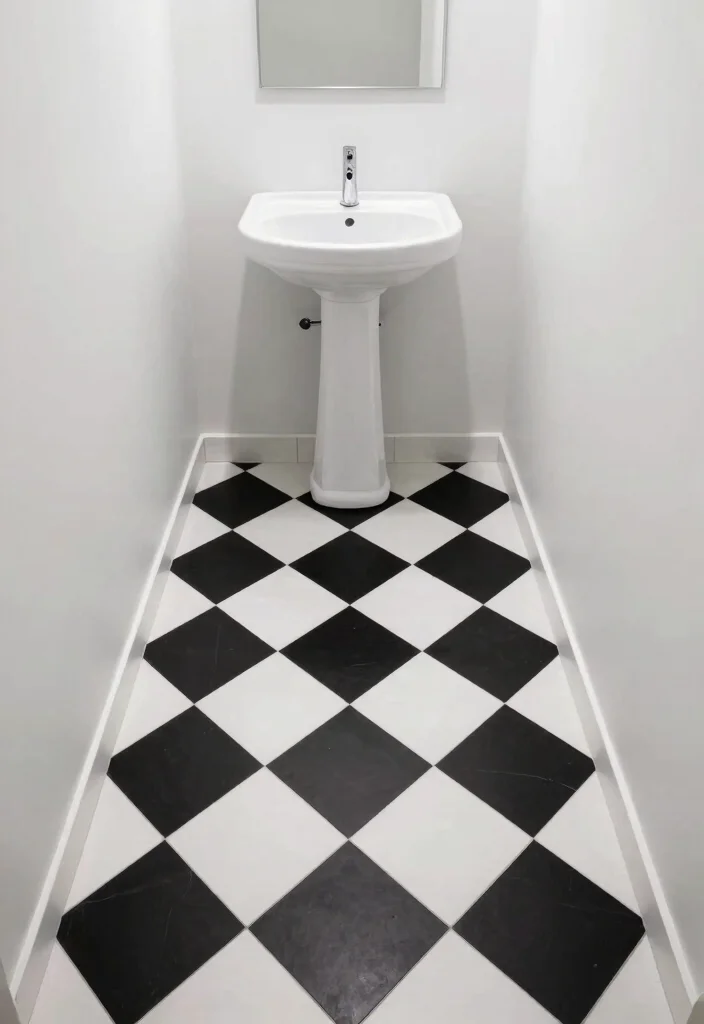 16 Small Bathroom Tile Floor Ideas That Elevate Tiny Spaces - 13. Black and White Contrast 1