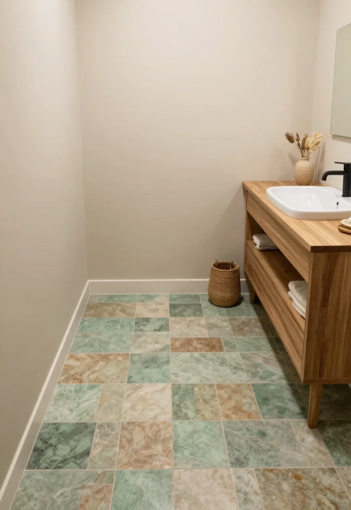 16 Small Bathroom Tile Floor Ideas That Elevate Tiny Spaces - 14. Nature-Inspired Color Schemes 1