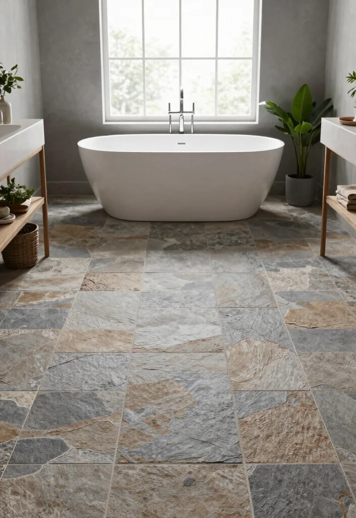 16 Small Bathroom Tile Floor Ideas That Elevate Tiny Spaces - 6. Textured Stone Tiles 1