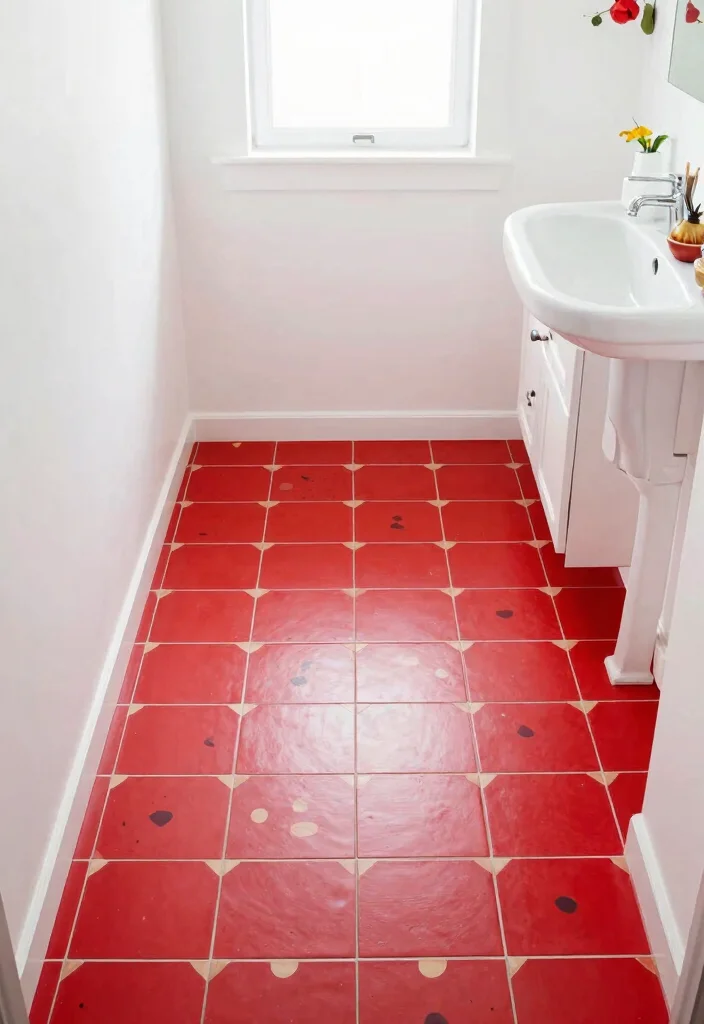 16 Small Bathroom Tile Floor Ideas That Elevate Tiny Spaces - 7. Bold Colored Tiles 1