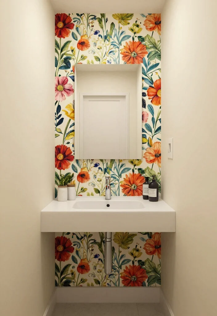 16 Small Primary Bathroom Ideas With Smart Luxury - 12. Bold Wallpaper Choices 1