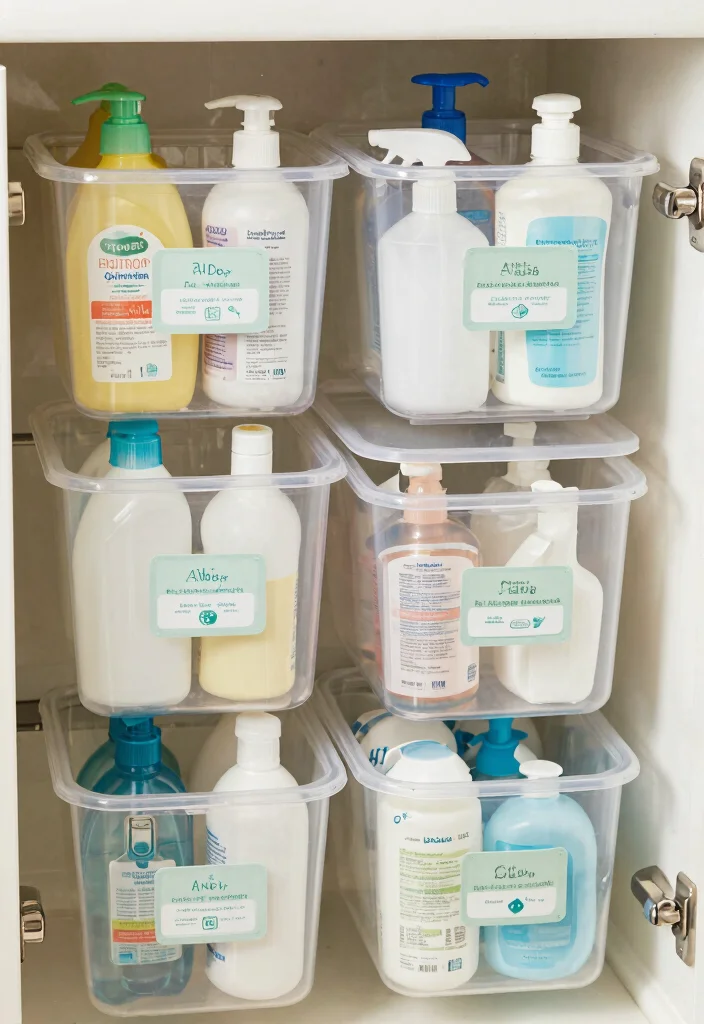 16 Under Bathroom Sink Organization Ideas That Work - 4. Clear Plastic Bins 1