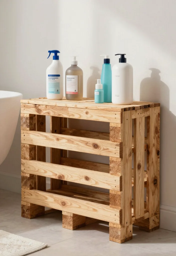 16 Under Bathroom Sink Organization Ideas That Work - 8. Upcycled Wood Pallets 1