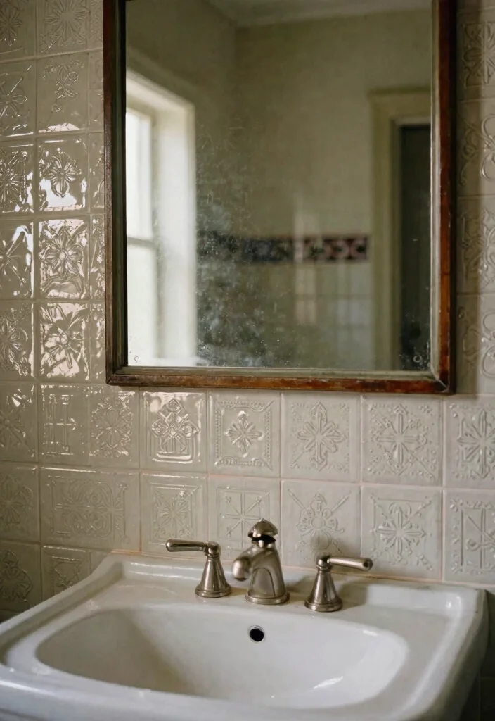 18 Bathroom Tile Inspiration Ideas You Will Want To Save - 16. Vintage Tin Tile Accents 1