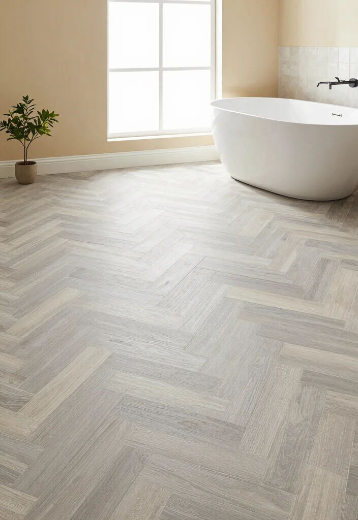 18 Best Tile Ideas For Bathroom Floors And Walls - 1. Chic Herringbone Pattern 1