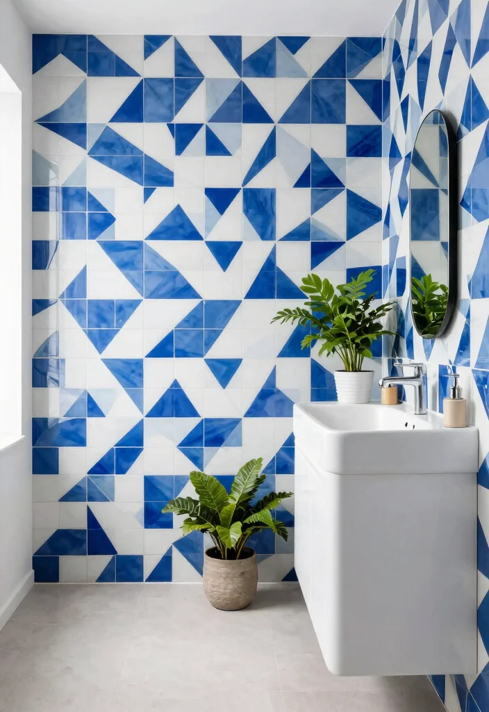 18 Best Tile Ideas For Bathroom Floors And Walls - 2. Bold Geometric Tiles 1