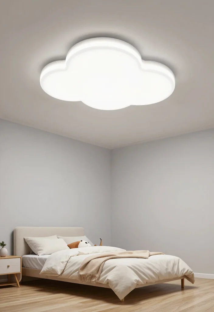 10 Cloud LED Ceiling Ideas That Actually Dim for Bedtime - 4. Minimalist White Clouds 1