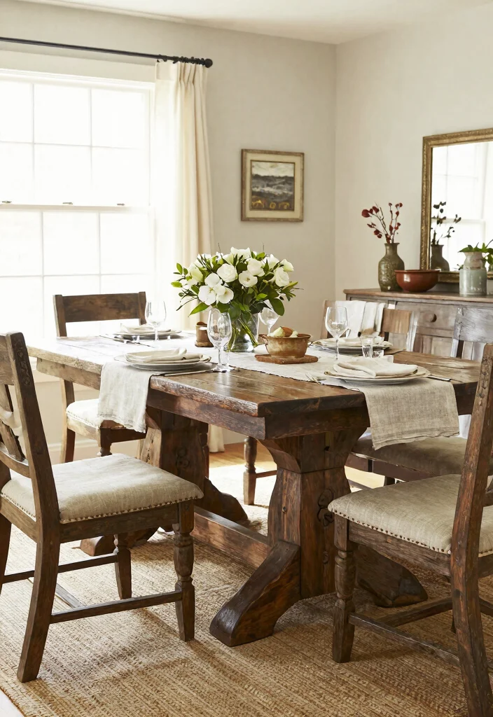 12 Farmhouse Dining Table Ideas That Seat More Than Four - 10. Rustic Farmhouse Table with Unique Finishes 1