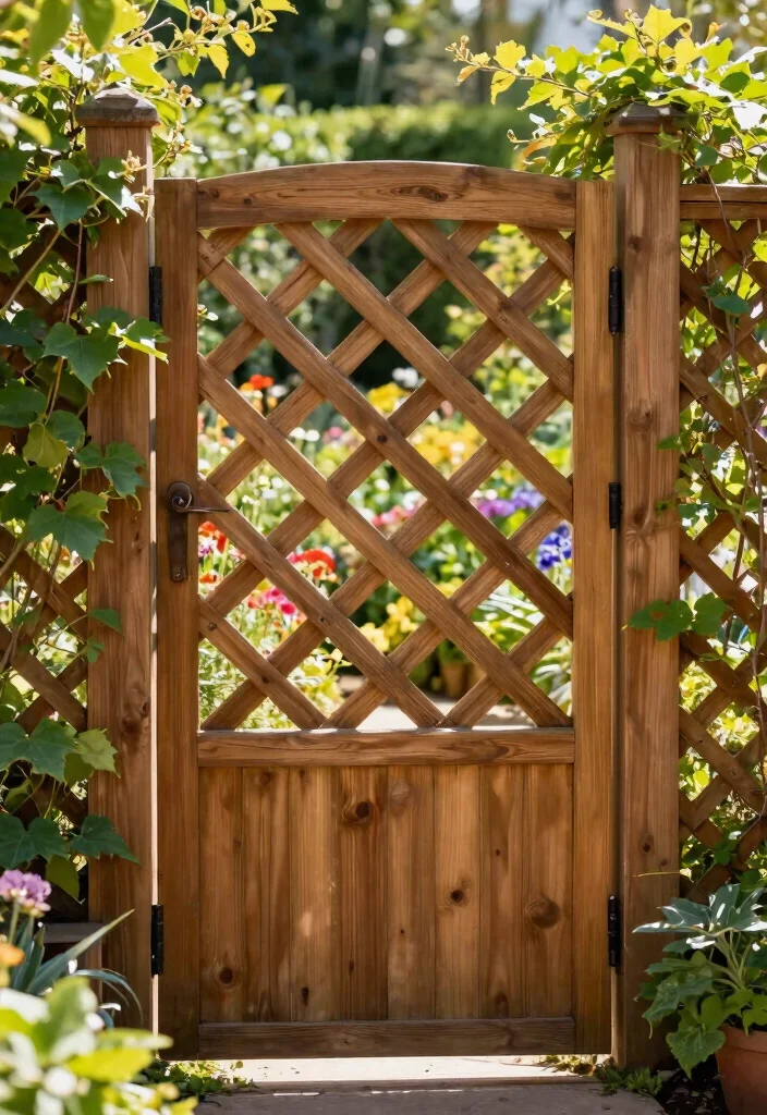 12 Fence Gate Doors That Don't Sag or Stick Over Time - 10. Lattice Gate Designs 1