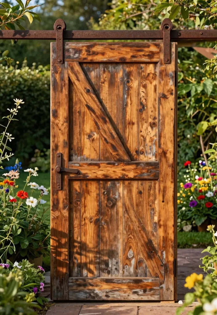 12 Fence Gate Doors That Don't Sag or Stick Over Time - 2. Rustic Barn Doors 1