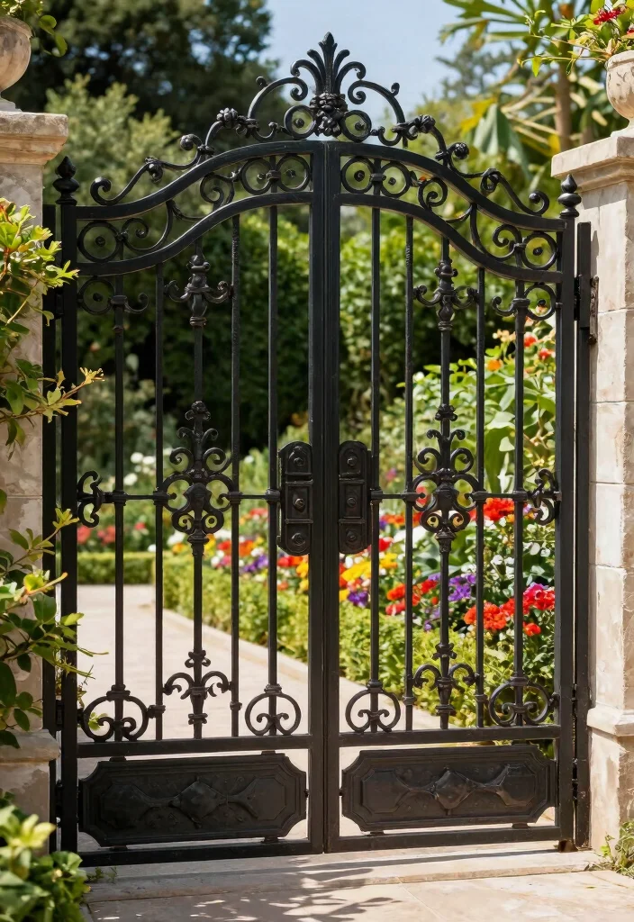 12 Fence Gate Doors That Don't Sag or Stick Over Time - 6. Wrought Iron Gates 1