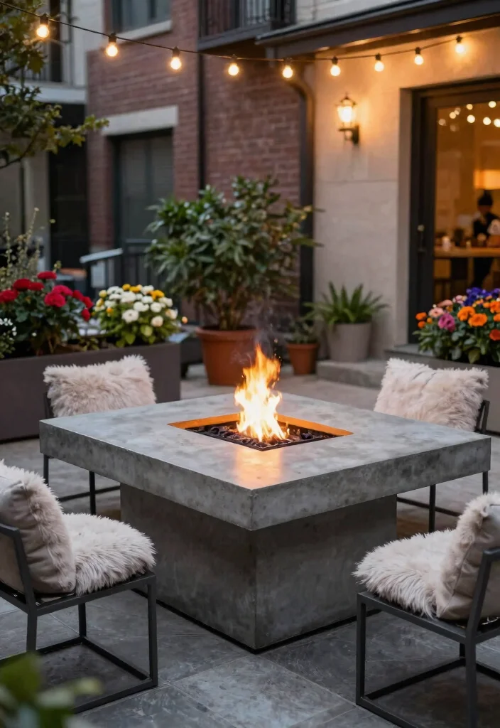 12 Firepits Backyard Ideas for Small Spaces and Tight Budgets - 3. DIY Concrete Fire Table 1