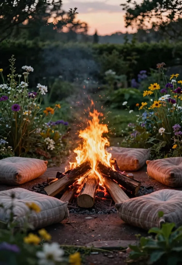 12 Firepits Backyard Ideas for Small Spaces and Tight Budgets - 6. Fire Circle of Logs 1