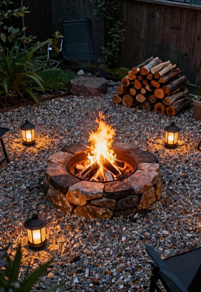 12 Firepits Backyard Ideas for Small Spaces and Tight Budgets - 7. Firepit with Gravel Surround 1