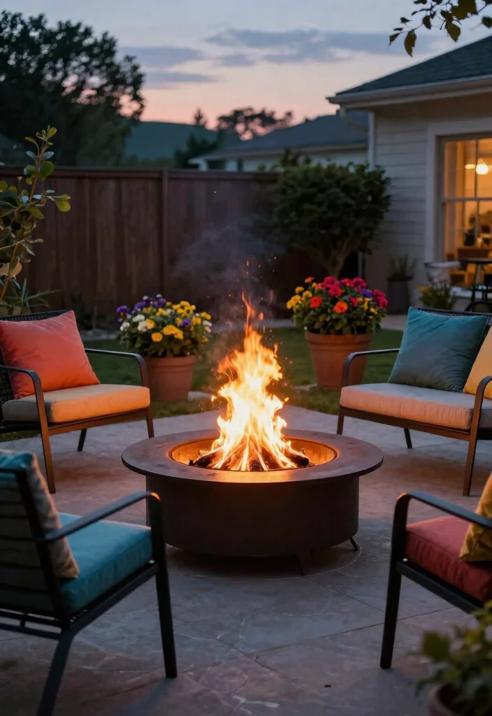 12 Firepits Backyard Ideas for Small Spaces and Tight Budgets - 9. Round Metal Firepit 1