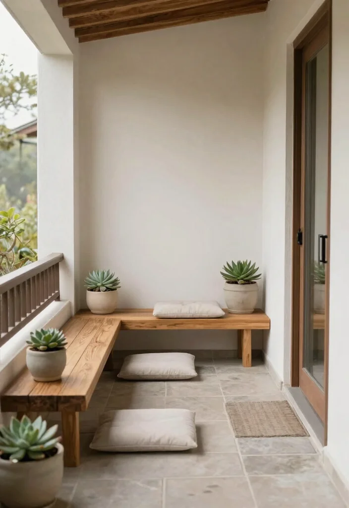 12 Front Porch Seating Ideas for Narrow and Shallow Porches - 11. Minimalist Zen Seating 1