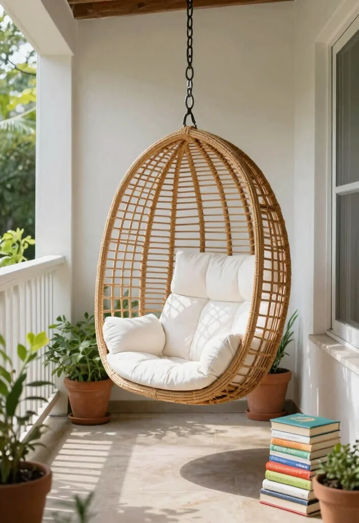 12 Front Porch Seating Ideas for Narrow and Shallow Porches - 2. Hanging Chairs 1