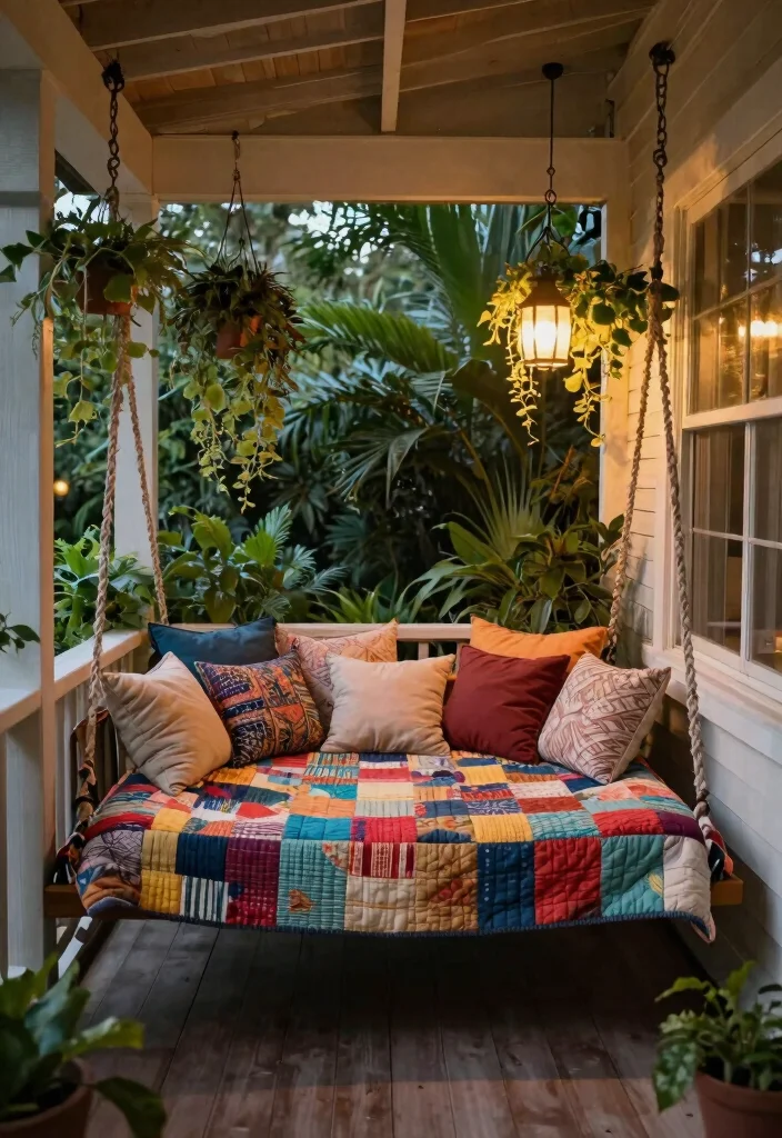 12 Front Porch Seating Ideas for Narrow and Shallow Porches - 4. Swing Bed 1