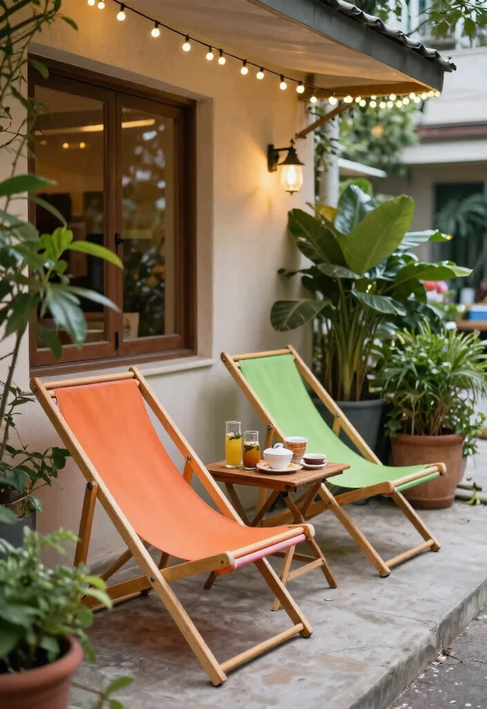 12 Front Porch Seating Ideas for Narrow and Shallow Porches - 5. Folding Lounge Chairs 1