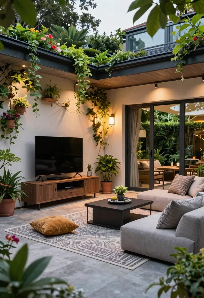 12 Outdoor TV Area Ideas That Protect Screens From Glare and Rain - 10. Framed Outdoor Room 1